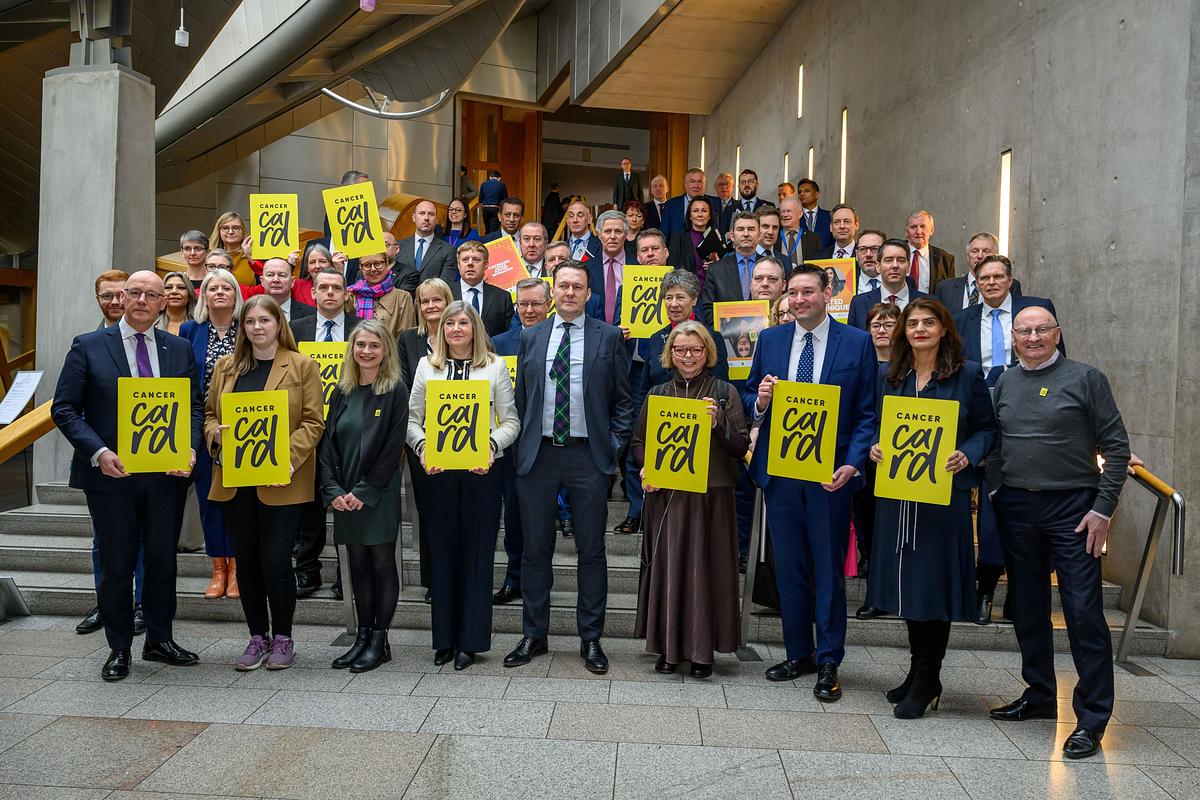 First Ministers and MSPs with Cancer Card